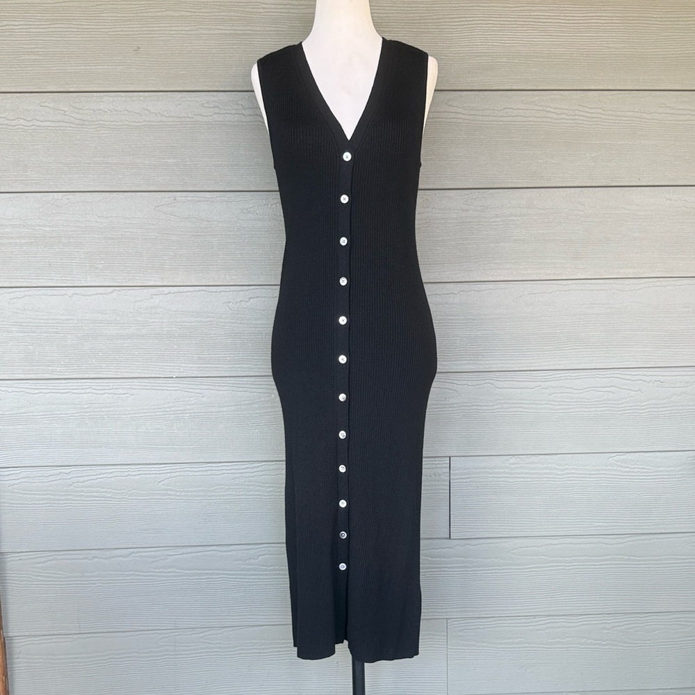 ATM Ribbed Merino Wool Midi Dress - Picture 2 of 13